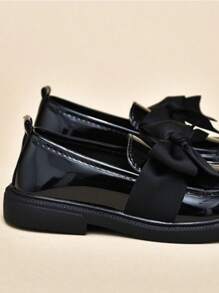 Girls' School Leather Shoes, Children's Princess Shoes, British Style Black Flats, Soft Sole Student Performance Shoes - Black - View 6