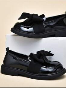 Girls' School Leather Shoes, Children's Princess Shoes, British Style Black Flats, Soft Sole Student Performance Shoes - Black - View 3