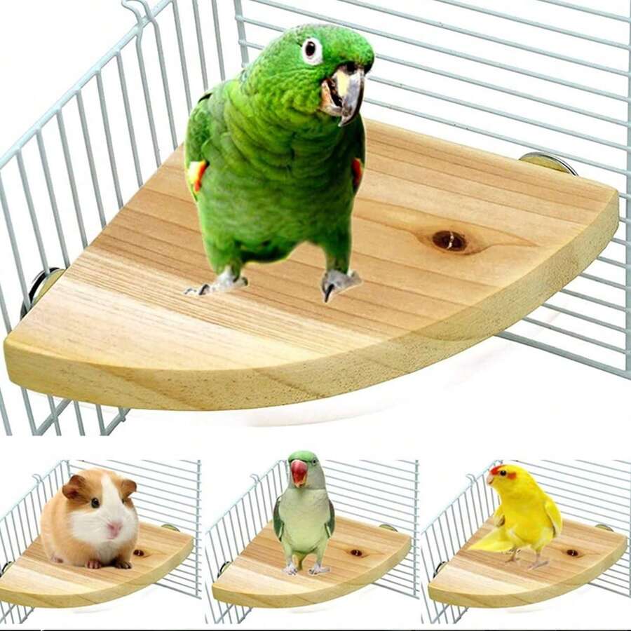 這款易於安裝的鸚鵡角落棲木平台可以提高寵物鳥的舒適度! - 米色 - 查看 1