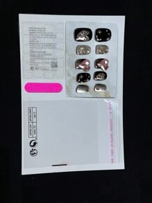 纯手工高端优雅黑白兔女郎美甲贴片，白色系，适合派对或聚会佩戴，美甲用品，手工美甲贴片 - 彩色 - 查看 6
