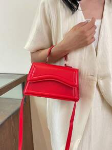 Minimalist Stylish Casual Handbag, New Retro Fashion Underarm Bag, Solid Color Shoulder Bag For Commuting, Vintage - Red - View 3