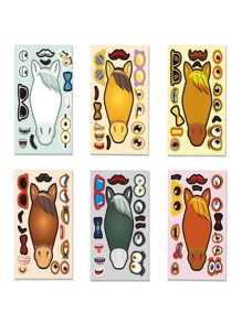 6pcs Cartoon Guppy, Animal, Dinosaur, Ice Cream Stickers For DIY Face Swap & Cartoon Decoration, Waterproof Stickers For Student Classroom Interaction And Gift Giving. - Multicolor - View 19