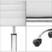 Furniwell Mid Back Vanity Chair For Makeup Room, Low Back PU Leather Swivel Computer Desk Chair, Task And Office Chair Retro With Armless Ribbed - White - View 7