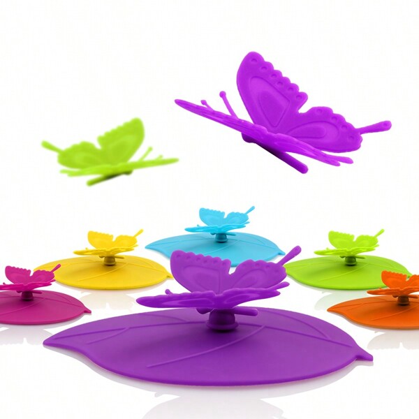 Set Of 3 Pcs Silicone Butterfly Leaves Cup Lid Hot Tea Coffee Mug Cover Suction Seal Anti Dust Universal Glass Ceramic Plastic Cup Cap Accessories