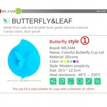3 Pcs / 6 Pcs Silicone Butterfly Leaves Cup Lid Hot Tea Coffee Mug Cover Suction Seal Anti Dust Universal Glass Ceramic Plastic Cup Cap Accessories