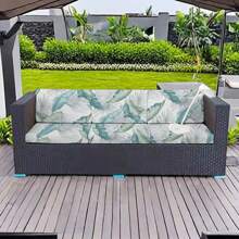 1pc Printed Waterproof Elastic Sofa Cushion Cover, Outdoor Sofa Cushion Replacement Cover, Flexible Chair Cushion Cover, Porch Furniture Protection Cover