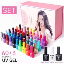 RISYAL 63件修指甲凝膠套裝，含60種顏色指甲油和3套實用凝膠，適用於全年各種指甲沙龍的指甲設計 - 彩色 - 查看 2