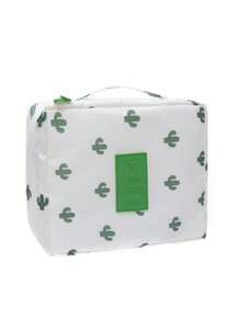 1 件旅行化妆包，蓝色火烈鸟，白色仙人掌，粉色豹纹，大容量便携式化妆包，多层收纳手提包，多功能防水洗漱用品收纳袋 - 彩色 - 查看 2