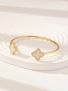 1 Pc Acrylic Clover Cuff Bangle Bracelet For Women