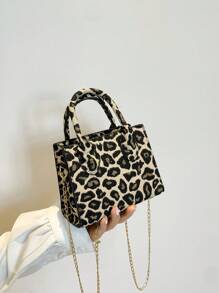 Small Leopard Pattern Hand-Held Mini Bag For Women, Casual Multifunctional Shoulder Crossbody Bag, Versatile Commuter Purse & Bag - Multicolor - View 8
