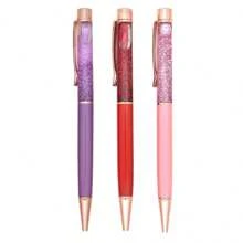 1入/3入/6入閃亮浮砂閃光金屬圆珠筆辦公用品1.0mm黑墨水 - 黑色 - 查看 19