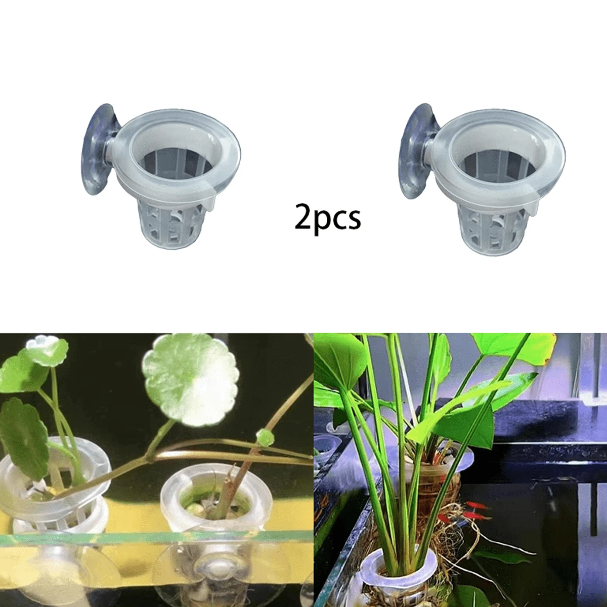 2/4 件带吸盘的水族箱种植杯，适用于鱼缸，PP 材质水族植物支架，用于水族箱装饰，适用于鱼