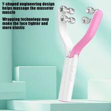 V Face Roller Face Massager Thin Face Artifact Lift Rod Plastic Double Wave Wheel Beauty Instrument - Pink - View 5