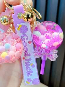 1pc Simple And Cute Lollipop Keychain Pendant Acrylic Water Bottle Charm For Backpack Or Car Decoration - Multicolor - View 2