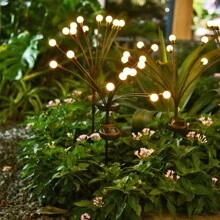 Solar & Wind Powered Firefly Shaped Garden Light For Lawn, Backyard Mood Decoration, Breathing Firefly Design With Stake - Yellow - View 4