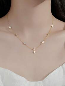 1 chiếc vòng cổ hoa may mắn bằng bạc Sterling S925 cổ điển tinh xảo dành cho phụ nữ dùng làm quà tặng hàng ngày ngày lễ tình nhân - Lớp phủ nano 15000um/phút - Xem 10