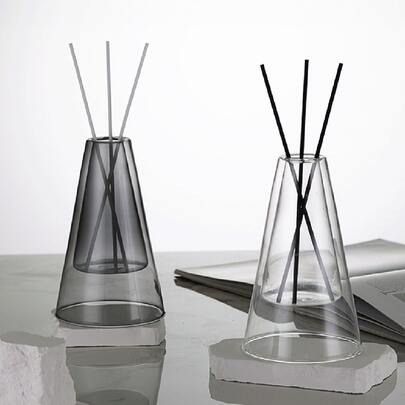 1个玻璃花瓶，室内香薰扩散器，（无扩散棒，单瓶）扩散器，香薰瓶双层家居装饰，房间装饰，现代婚礼装饰水培花盆，玻璃容器工艺品装饰