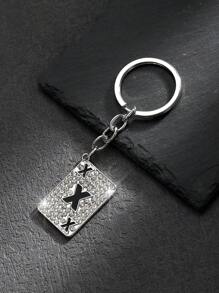 1pc Fashionable European And American Style Alloy Rectangle Shaped Rhinestone-Studded & Oil-Dripping Poker Card Shaped Keychain Or Bag Pendant With 26 English Letters For Personalized, Gorgeous And Cute Accessories For Both Men And Women Car Accessories Bag Charm School Goth Y2k Halloween Accessories Teachers Day Christmas Gift Ideas Bag Lanyards With Id Holder Car Accessories Bag Charms Car Accessories Friend Sister - Silver - View 21