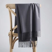 1 件女士纯色超薄仿羊绒防晒流苏围巾，透气柔软，适合日常穿着、旅行、约会、晚餐和其他场合配饰女士 - 彩色 - 查看 3