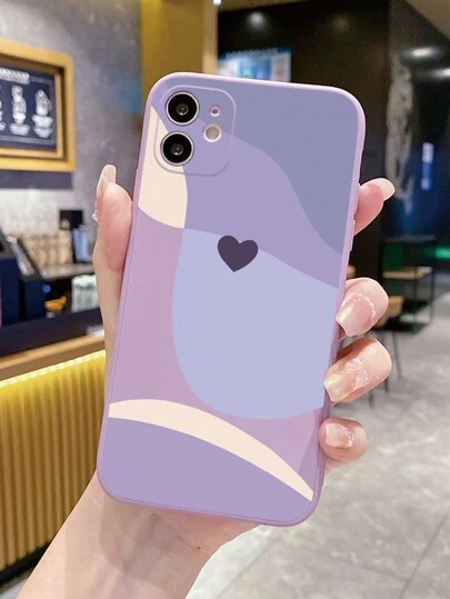 1pc Minimalist Purple Morandi Pattern Smooth Frosted Perforated Anti-Drop Phone Case Compatible With Apple/Compatible With Redmi/Compatible With VIVO/Compatible With OPPO Waterproof Shockproof Scratch Resistant,International Version, Not The Domestic Version