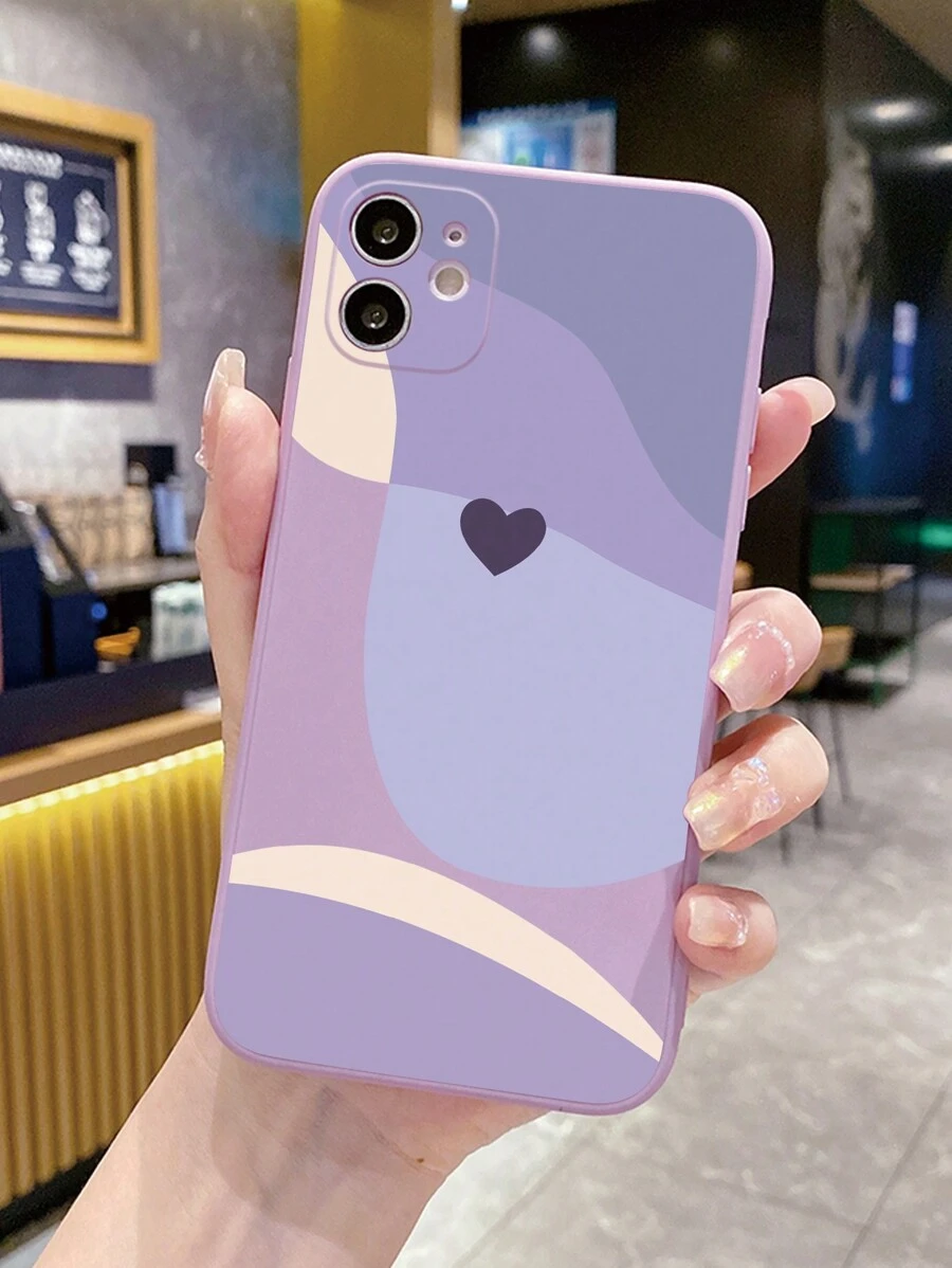 1pc Minimalist Purple Morandi Pattern Smooth Frosted Perforated Anti-Drop Phone Case Compatible With Apple/Compatible With Redmi/Compatible With VIVO/Compatible With OPPO Waterproof Shockproof Scratch Resistant,International Version, Not The Domestic Version - Purple - View 1