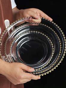 2/4 đĩa ngọc trai viền vàng, đĩa trái cây, đĩa ăn kiểu phương Tây, đĩa ngọc trai, đĩa đựng đồ ăn, đĩa lễ hội ngọc trai vàng ép nóng, đĩa trang trí ngọc trai vàng cho đám cưới, đĩa trang trí ngọc trai vàng cho tiệc tùng, đĩa trái cây sang trọng - Nhiều màu - Xem 8