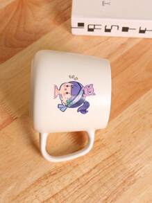 1pc 350ml Cute Cartoon Cat Ceramic Mug, Large Capacity Coffee/Milk Cup Back To School