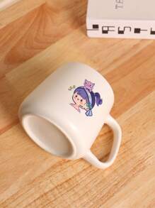 1pc 350ml Cute Cartoon Cat Ceramic Mug, Large Capacity Coffee/Milk Cup Back To School