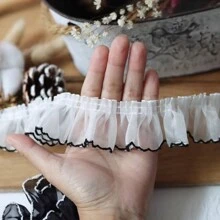 1捲/2碼黑白花邊蕾絲飾邊，4cm寬度，服裝毛衣蕾絲邊裝飾裙擺DIY材料 - 彩色 - 查看 11