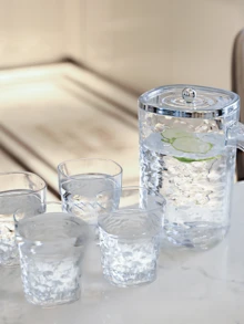 1入實用冷水壺連4杯，大容量塑料壺，適用於冷飲、茶、果汁，適用於客廳、餐廳、聚會派對 - 彩色 - 查看 16