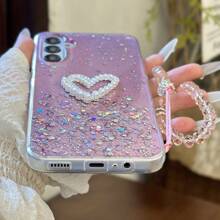 1个TPU双心水钻手链保护壳，兼容 15 Pro/Amx/14 Pro/Amx/13 Pro/Amx/12 Pro/Amx/11 Pro Max/XS Max，兼容三星S23/S22/S21，兼容OPPO A54，兼容VIVO Y21，兼容红米Note9，兼容华为P50，防水防震防摔防刮。 - 白色 - 查看 9