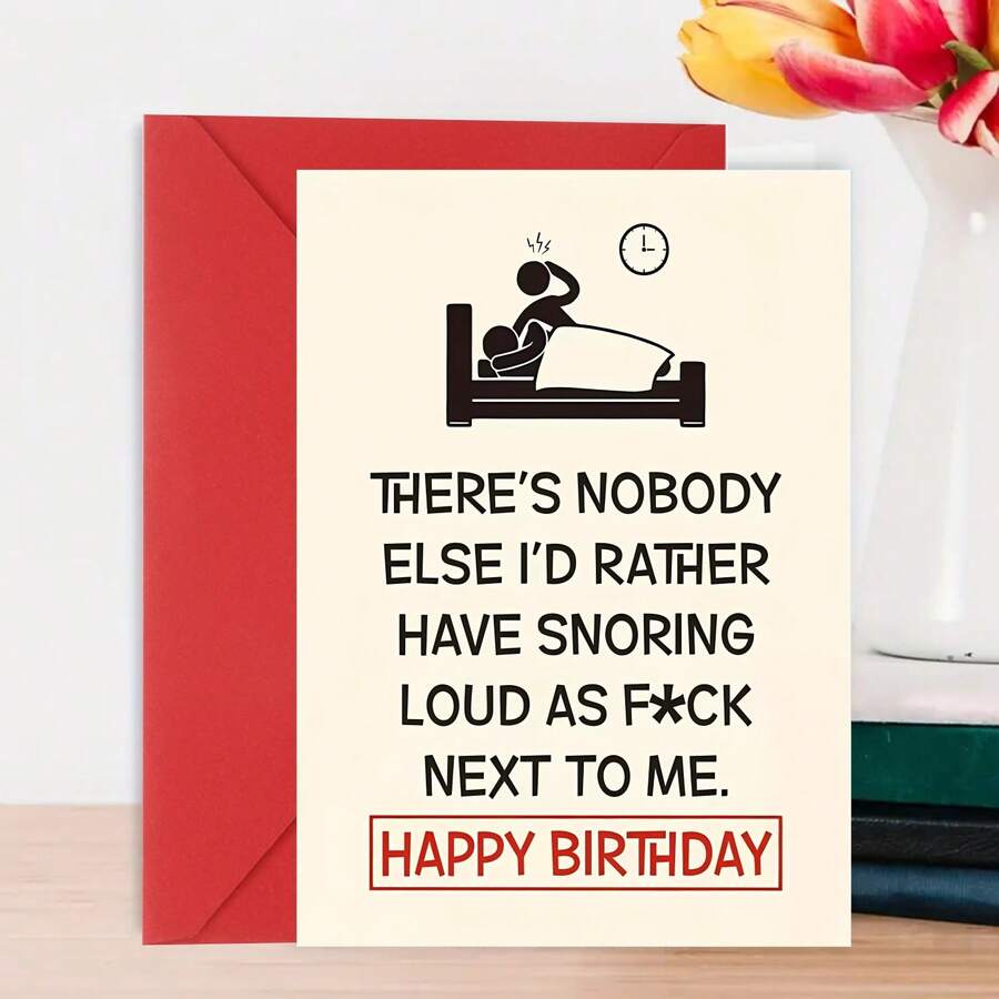 1pc Funny Naughty Birthday Card For Him - Personalized Birthday Greeting Card For Boyfriend Or Husband With Envelope - Red - View 1