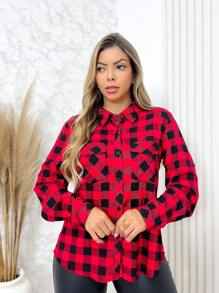 Women Blouses - Đỏ và đen - Xem 2