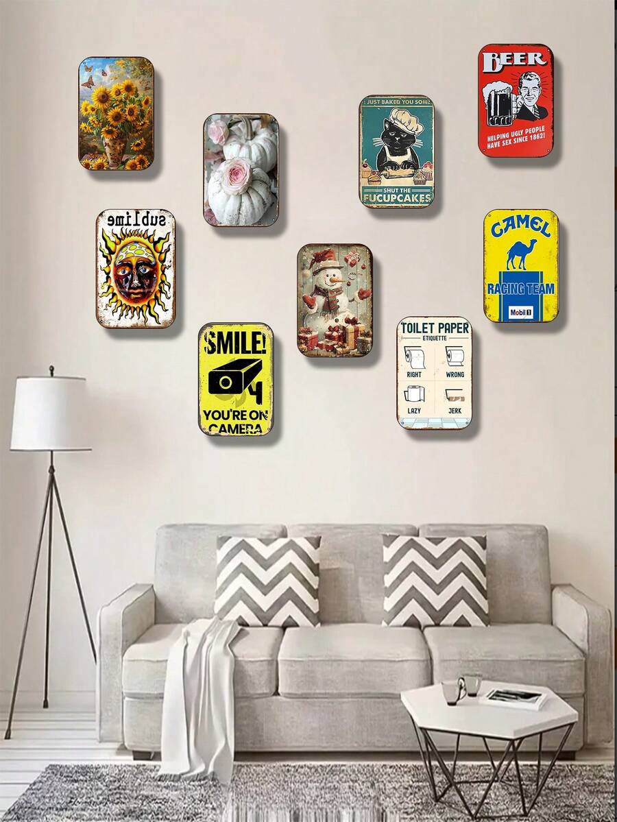 1PC8 X 12 Logo Thiếc Kim Loại Cổ Điển - Poster Hài Hước Và Vui Nhộn, Chủ Đề Cho Bé Gái Và Chó, Mèo, Cà Phê, Bảng Nhắc Nhở, Phòng Tắm, Sân Trong, Trung Tâm Mua Sắm, Quán Cà Phê, Quầy Bar, Câu Lạc Bộ, Nhà Hàng, Nhà Để Xe, Trang Trại Và Vườn - Nhiều màu - Xem 1