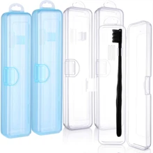 2入組牙刷盒，僅包括牙刷收納盒，不包括牙刷和牙膏，透明旅行牙刷盒，塑料牙刷盖，便攜式牙刷和牙膏收納盒，筆，眉筆收納盒 - 彩色 - 查看 1