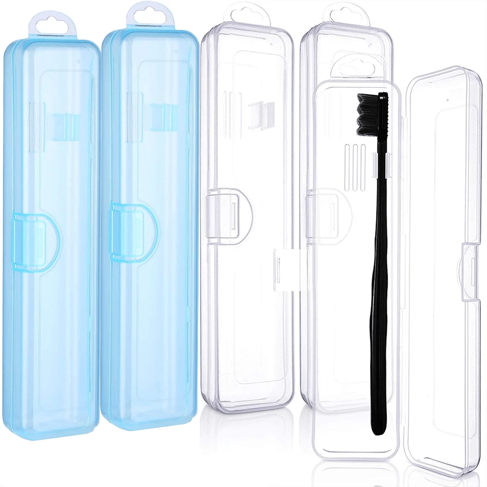 2入組牙刷盒，僅包括牙刷收納盒，不包括牙刷和牙膏，透明旅行牙刷盒，塑料牙刷盖，便攜式牙刷和牙膏收納盒，筆，眉筆收納盒 - 彩色 - 查看 1