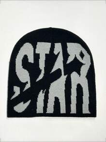 1入組Y2K風格字母星形編織無性別時尚帽，非常適合街頭派對，戶外活動和秋冬保暖