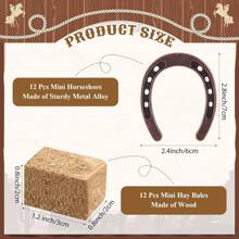 Trang trí tiệc theo chủ đề phương Tây Đồ trang trí trung tâm bàn hình cao bồi với móng ngựa mini, ủng hộ kiện cỏ khô mini, trang trí bàn, đồ thủ công trang trí tiệc rodeo hình ngựa, sinh nhật, đám cưới (24 món), - Nhiều màu - Xem 2