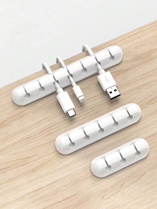 1pc Self-Adhesive Silicone Cord Holder With 3 Holes, 5 Holes, And 7 Holes For Desktop Organization - Ideal For Earphones, Mobile Data Cables And Power Cords - Multi-Functional Cable Winder And Wall-Mounted Cable Organizer - Suitable For Desk Or Shelf Back To School