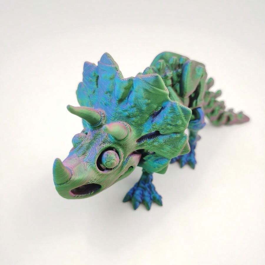 Modelo de Triceratops esqueleto impreso en 3D con múltiples articulaciones, linda decoración de escritorio de animal - multicolor - Ver 1