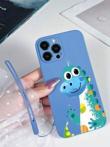 1pc Gray TPU Green Dinosaur Pattern Shockproof Phone Case And 1pc Gray Silicone Lanyard Strap Compatible With IPhone/Matching Phone Case/Kickstand Phone Case/Fun Phone Case/Android Phone Case/ Phone Case/ Phone Case/Compatible With Phone Case/Compatible With IPhone 17 PRO MAX/ A14/ A54/ A52/ A31 4G/ A23/Compatible With Note 8 Pro/Compatible With Note 11 Pro 4G/Compatible With Note 12 4G/Compatible With A54 - Multicolor - View 2