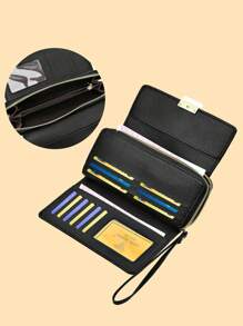 Fashion Retro Floral Print Large Capacity Tri-Fold Women's Long Wallet, Gift Wallet - Black - View 7