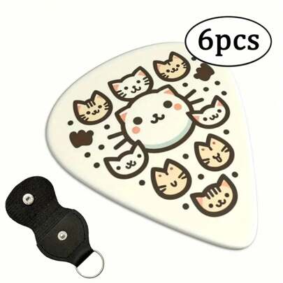 Guitar Picks (6 Packs+Holster Storage), PVC Double-Sided Printed Folk Picks, Ukulele Finger Shrapnel,Skull Guitar Picks With Holster Storage, Great Gifts For Music Lovers/Instrument Beginners.Guitar Pick,Guitar Picks,Ukulele