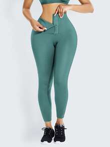 3 bucăți colorați cu cataramă talie pantaloni yoga sport pentru femei, colanți pentru alergare fitness, culoare uni, ridicare de fund, talie înaltă, jambiere slim fit