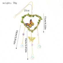 1pc Natural Crystal Dreamcatcher Wind Chime Pendant With Handmade  Rope, Featuring Leaves, Flowers, Butterflies, Tree Leaves, Moon, Sun, And Crystal Balls, Garden Hanging Decoration, Gift - Multicolor - View 3