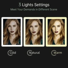 FD Espejo de maquillaje plegable con pantalla táctil 3 colores de luz Frío Cálido Neutra 3 modos de luz, espejos cosméticos, espejo LED plegable recargable por USB - Multicolor - Ver 6
