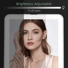 FD Espejo de maquillaje plegable con pantalla táctil 3 colores de luz Frío Cálido Neutra 3 modos de luz, espejos cosméticos, espejo LED plegable recargable por USB - Multicolor - Ver 7