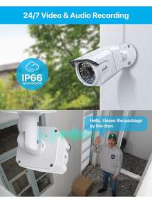 ZOSI 24CH 4K PoE Security Camera System With 4TB HDD,16pcs 8MP Outdoor Audio IP Cameras,Night Vision,Person Vehicle Detection,Smart Light Siren,Dual Disk Backup,4K 16 Port 24CH NVR - White - View 3