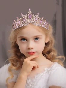 One Princess Crown Headpiece, Suitable For Girls, Parties, Celebrations - High-End Rhinestone Alloy Bridal Crown - Purple - View 3