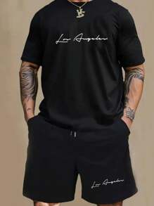 Men T-Shirt Co-Ords - màu đen - Xem 1